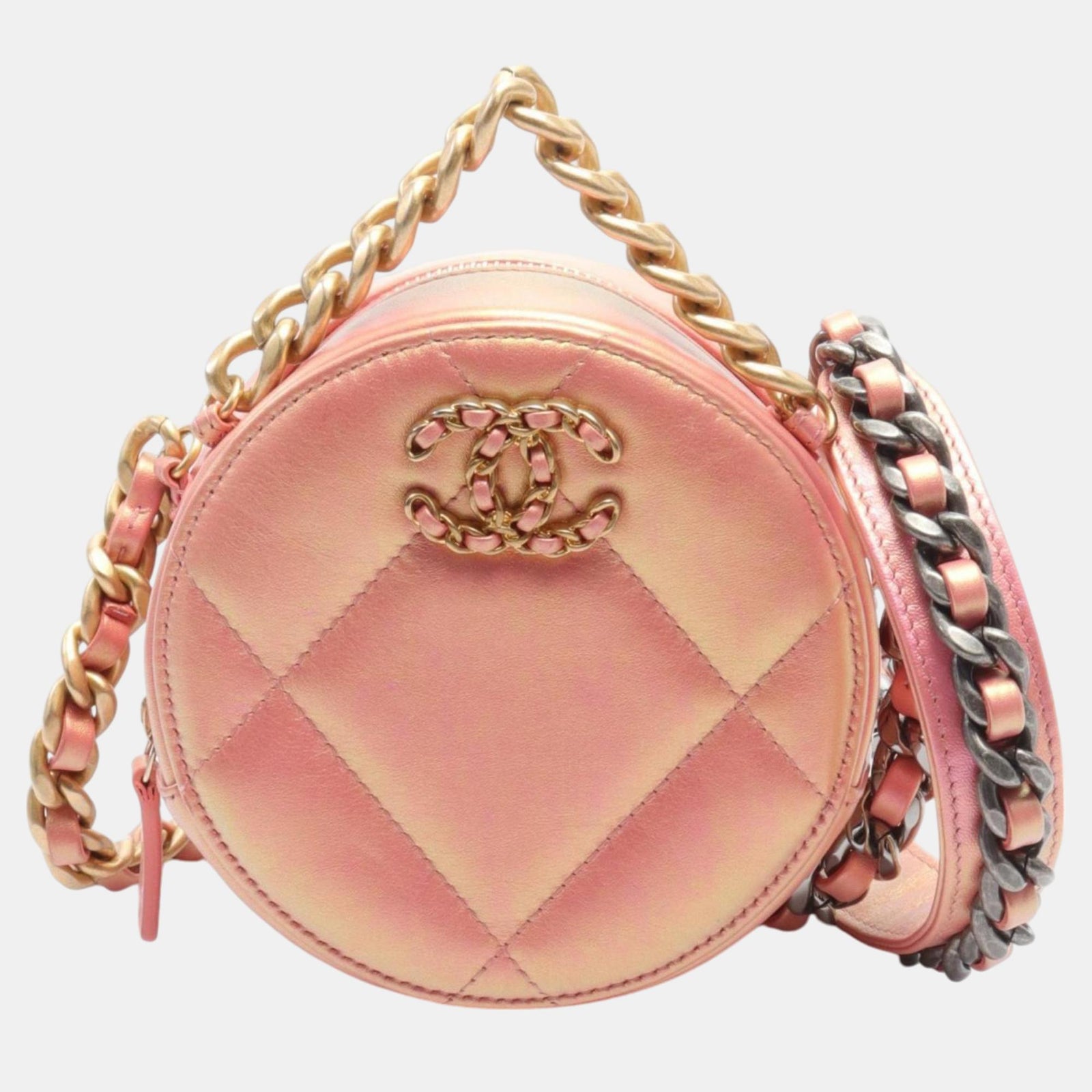 Chanel Pink Lambskin 19 Matelasse Shoulder Bag