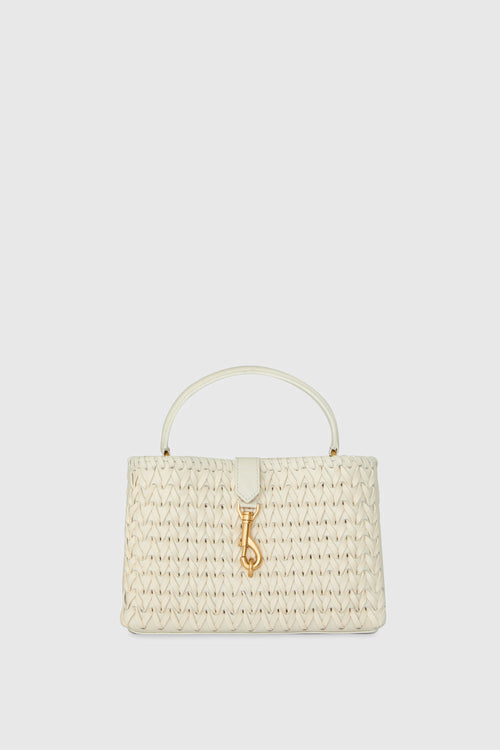 Megan Woven Top Handle Bag In Porcelain