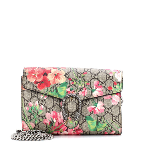 GUCCI Dionysus Chain Wallet Blooms Print GG Coated Canvas Small