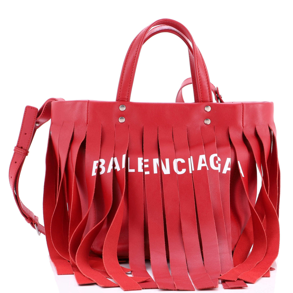 Balenciaga Laundry Cabas Tote Fringe Leather XS