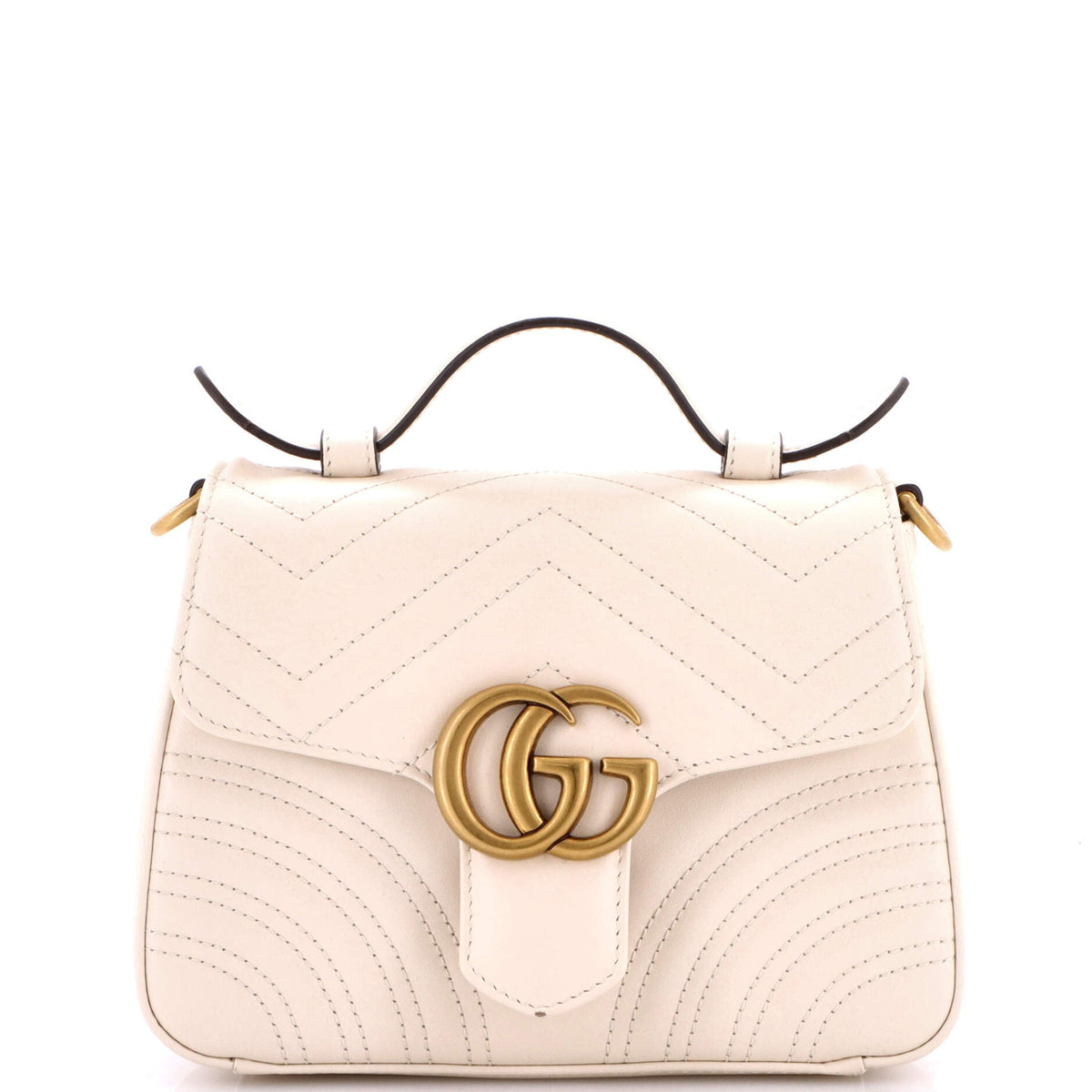Gucci GUCCI GG Marmont Top Handle Flap Bag Matelasse Leather Mini