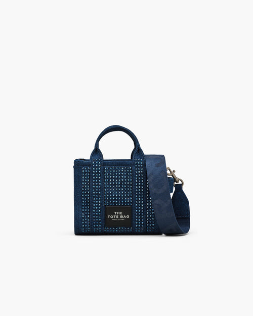 The Crystal Denim Crossbody Tote Bag in Dark Wash Crystal