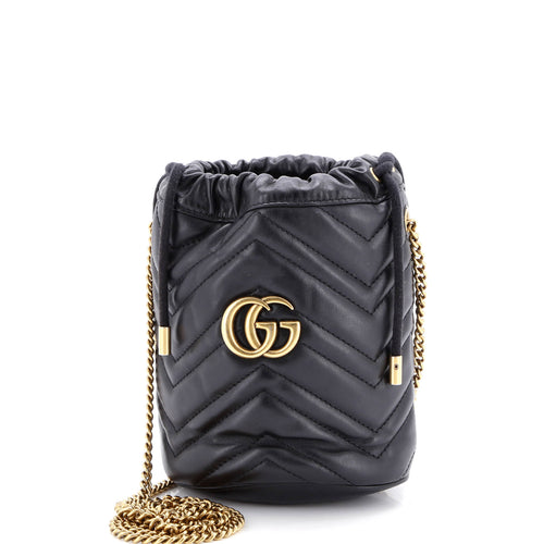 GUCCI GG Marmont Bucket Bag Matelasse Leather Mini