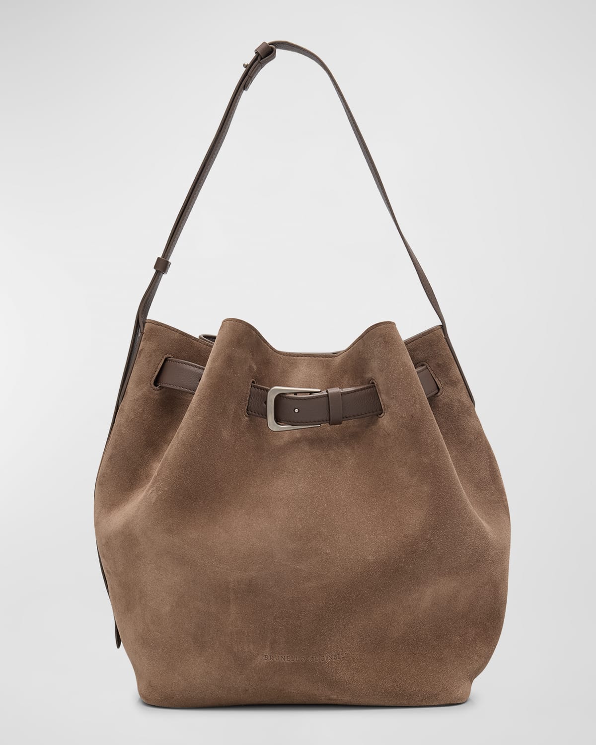 Brunello Cucinelli Medium Belt Velour Bucket Bag