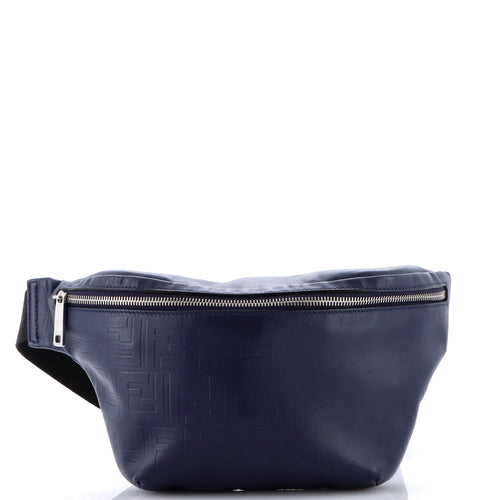 FENDI Zip Waist Bag Zucca Embossed Leather
