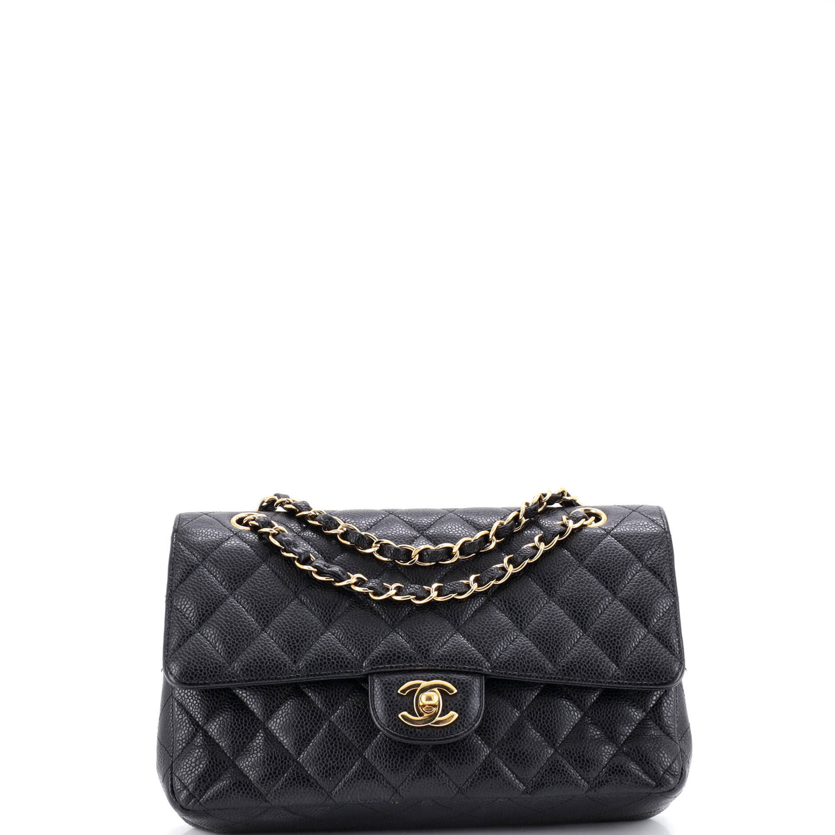 Chanel CHANEL Vintage Classic Double Flap Bag Quilted Caviar Medium