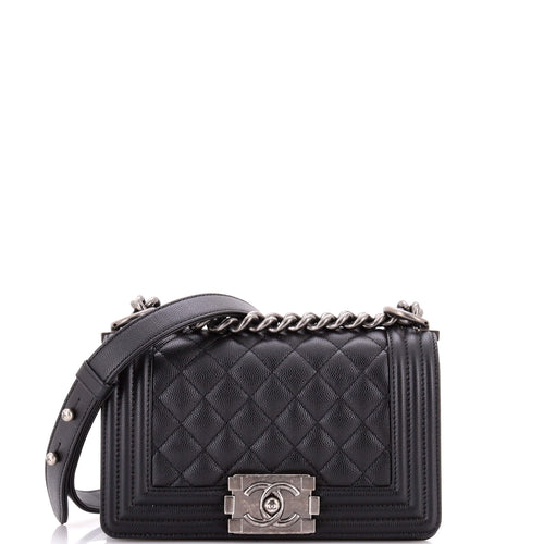CHANEL Boy Flap Bag Quilted Caviar Small