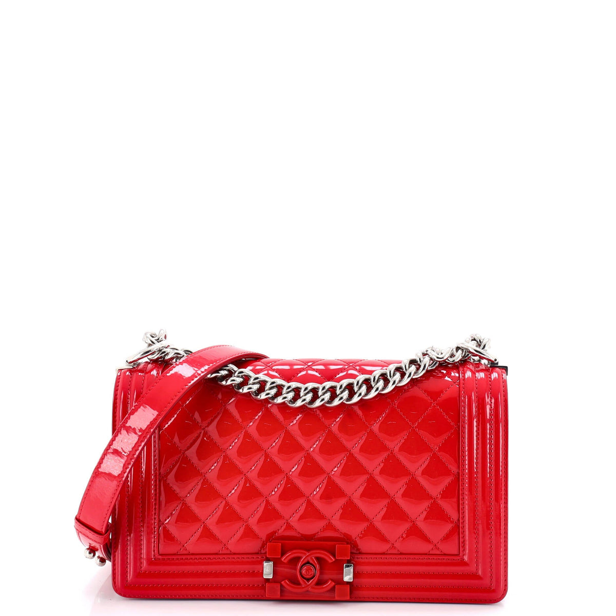 Chanel CHANEL Boy Flap Bag Quilted Plexiglass Patent Old Medium