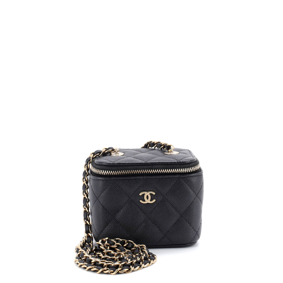 Chanel CHANEL Classic Vanity Case with Chain Quilted Caviar Mini