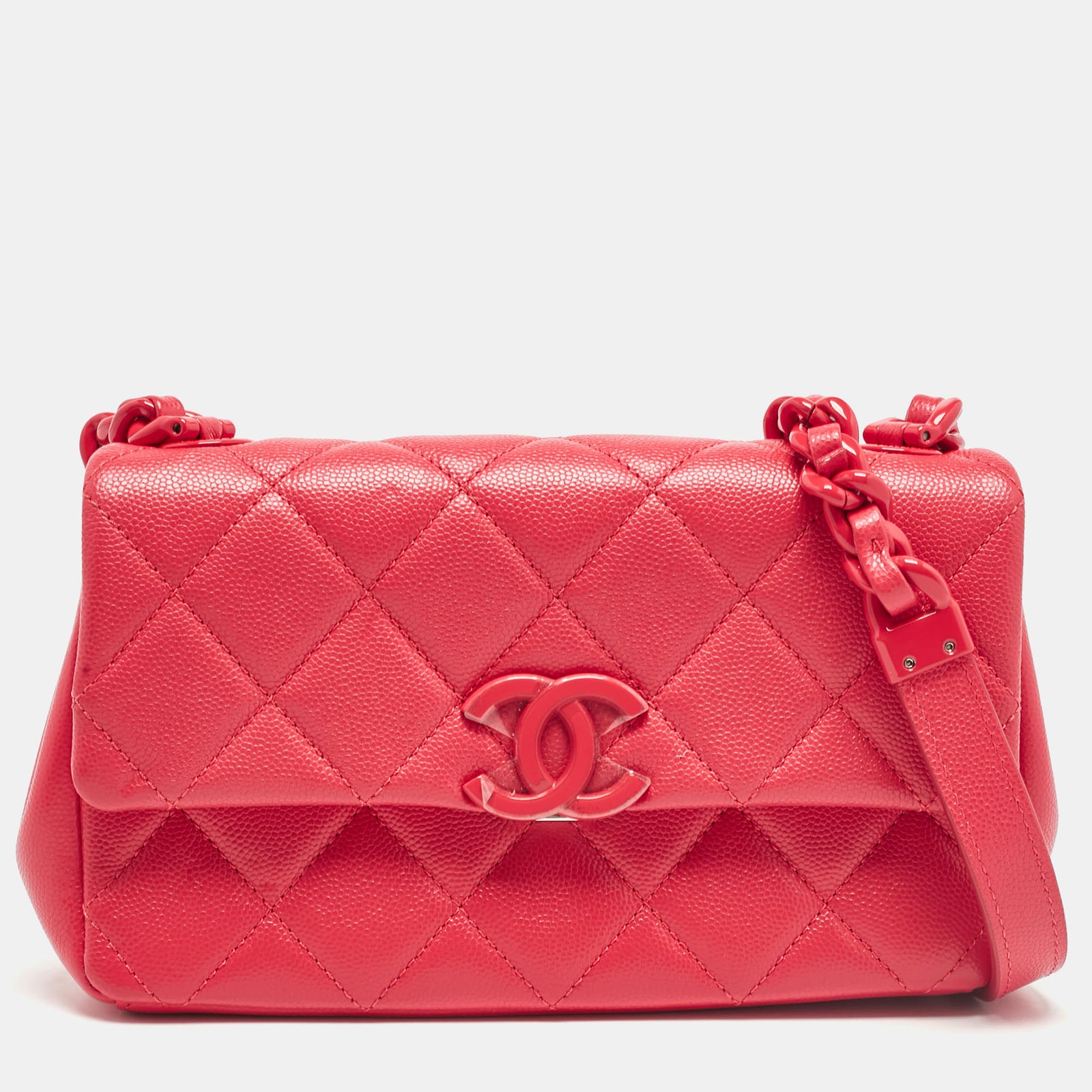 Chanel My Everything Flap Bag aus gestepptem Leder in Korallenrosa und Kaviar