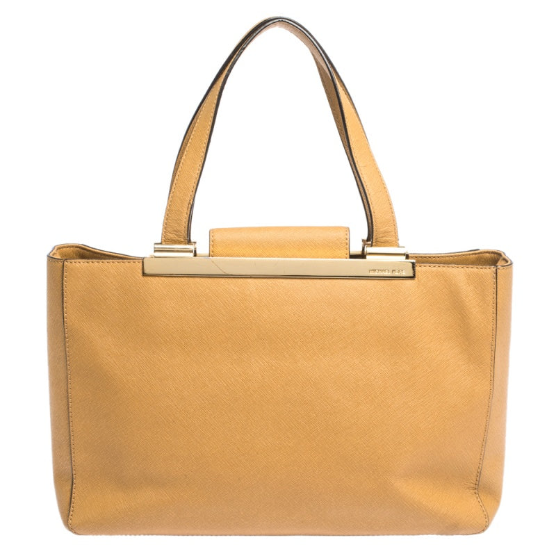 Michael Kors Light Brown Leather Metal Detail Handle Tote