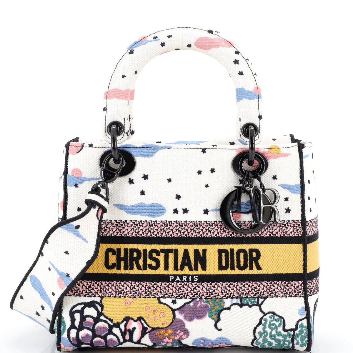 Christian Dior Lady D-Lite Bag Embroidered Canvas Medium