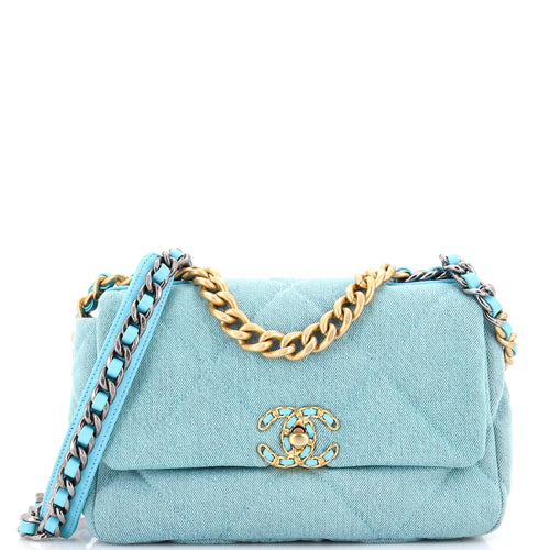 CHANEL 19 Flap Bag Quilted Denim Medium