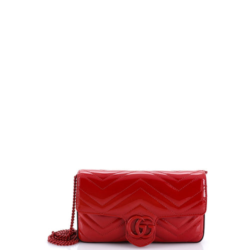 GUCCI GG Marmont Flap Bag Matelasse Patent Mini
