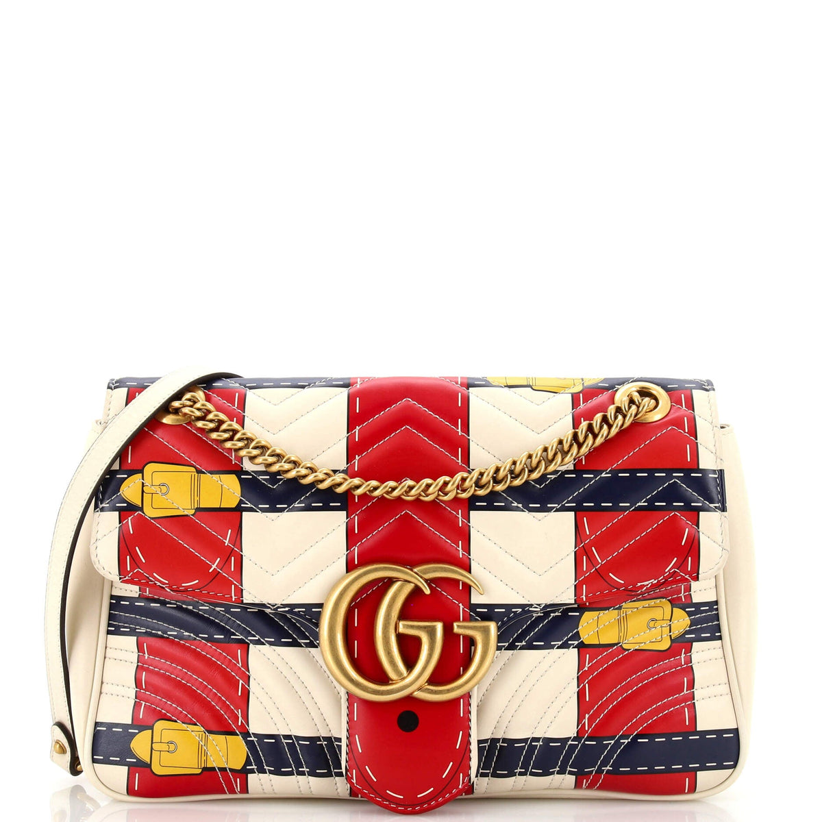Gucci GUCCI GG Marmont Flap Bag Trompe L'Oeil Matelasse Leather Medium