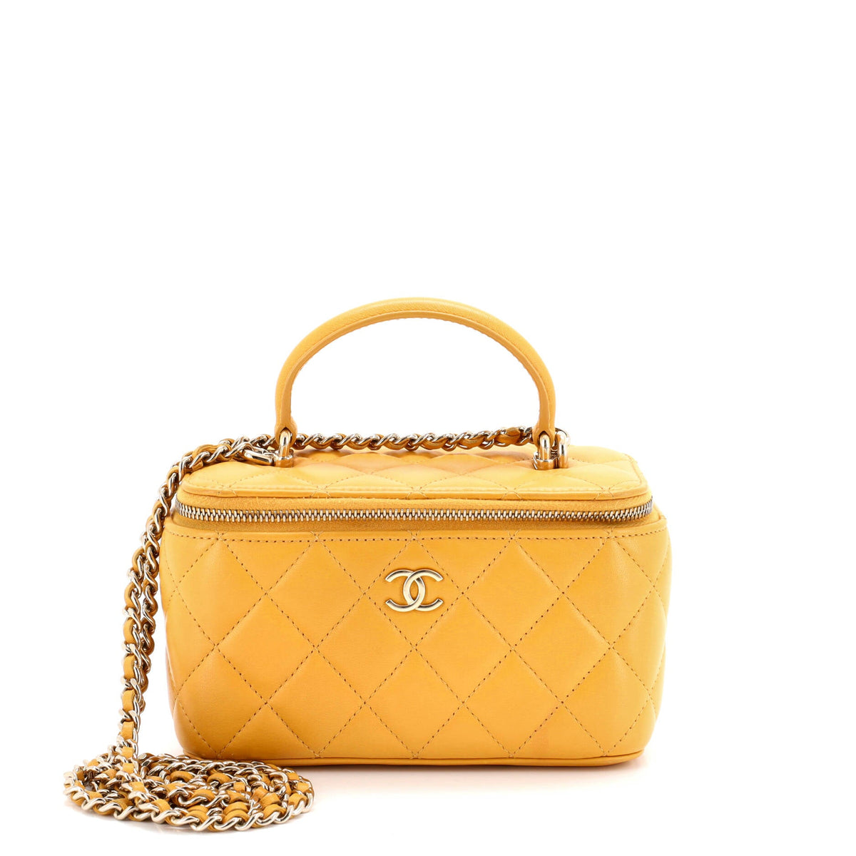 Chanel CHANEL Classic Top Handle Vanity Case with Chain Quilted Lambskin Small
