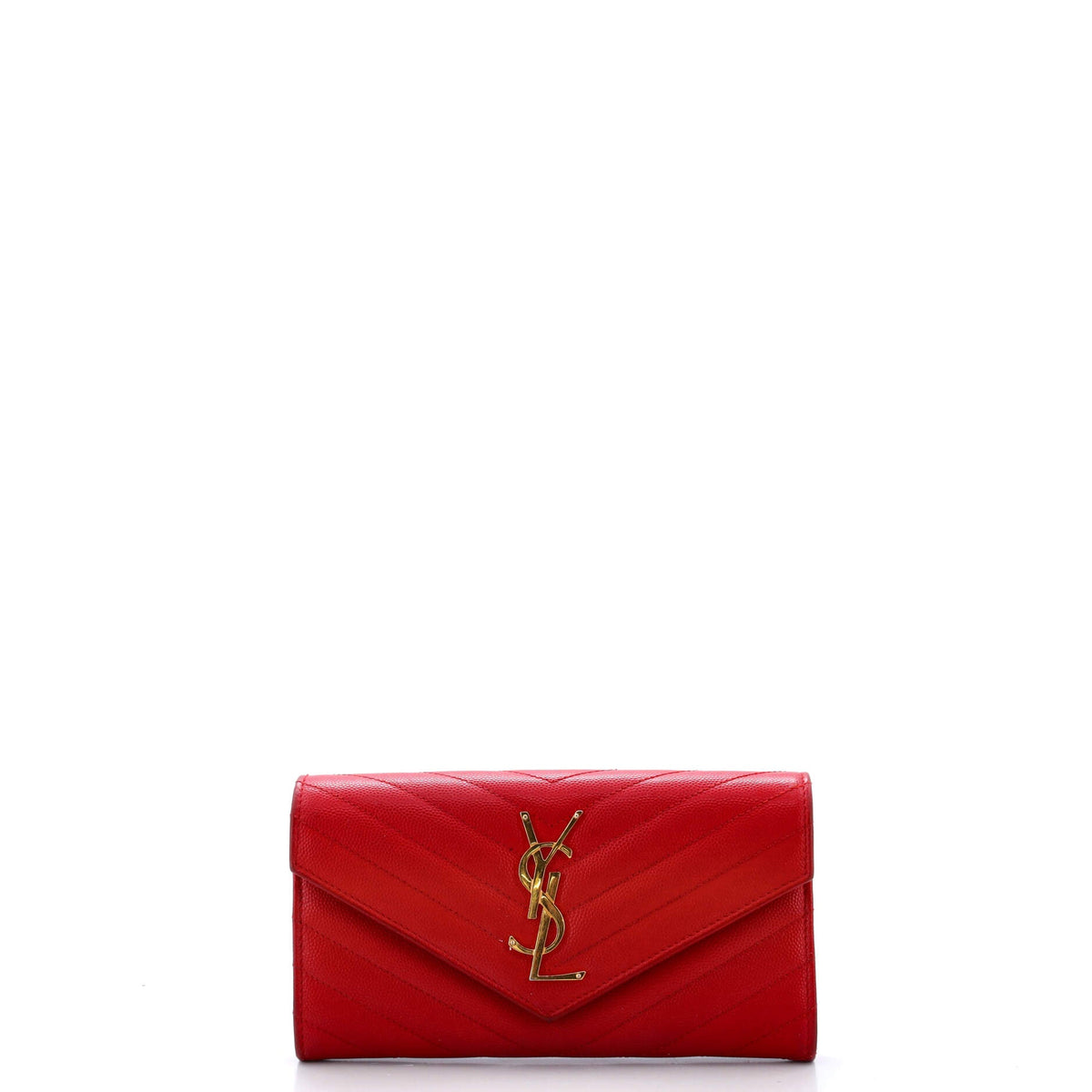 Saint Laurent Classic Monogram Flap Wallet Matelasse Chevron Leather Large