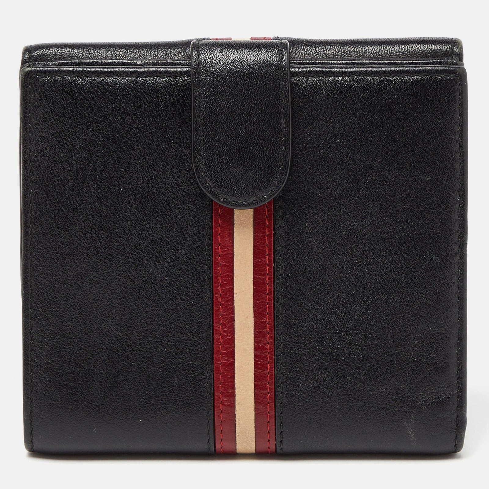 Bally Black Leather Compact Wallet