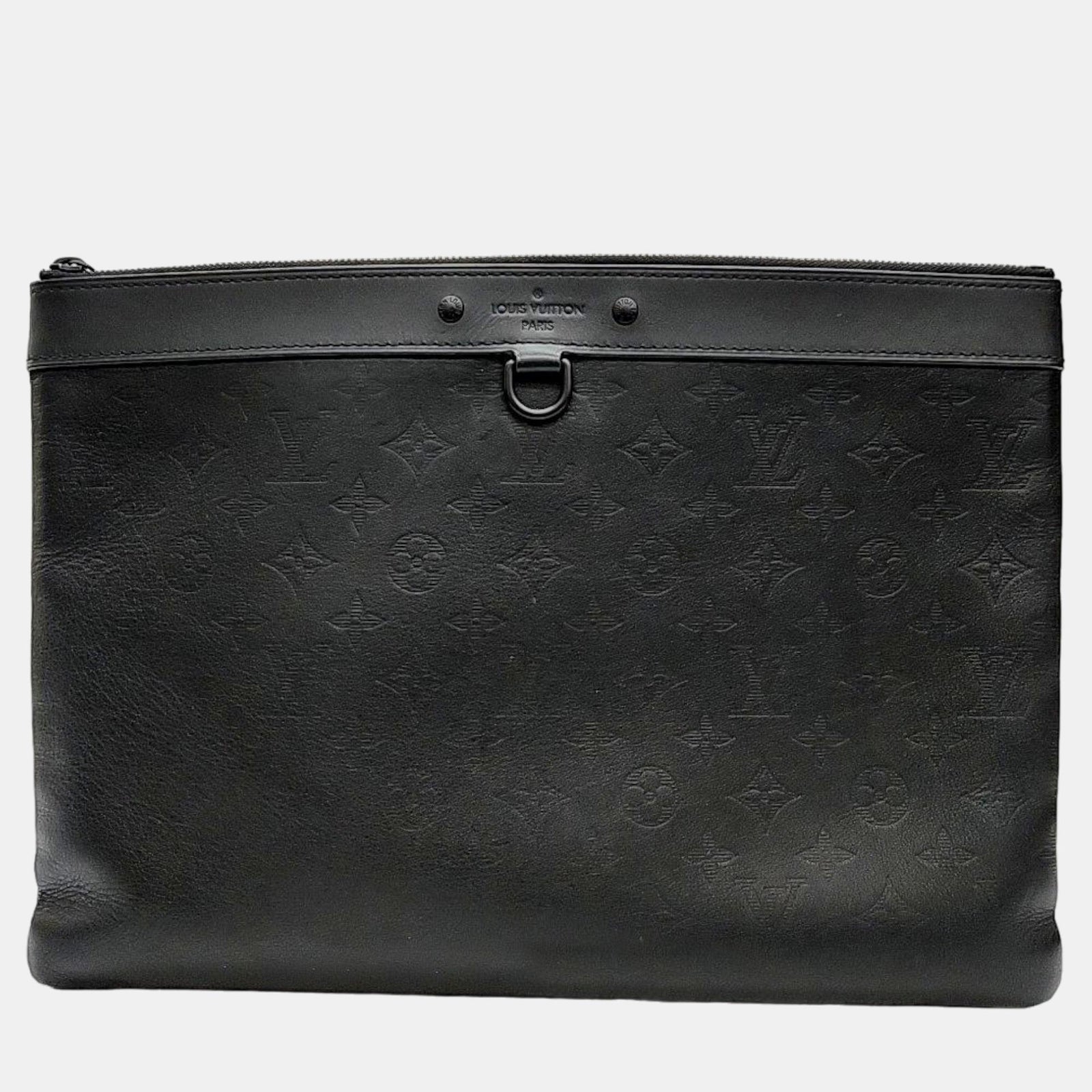 Louis Vuitton Pochette Discovery en cuir noir avec monogramme Shadow