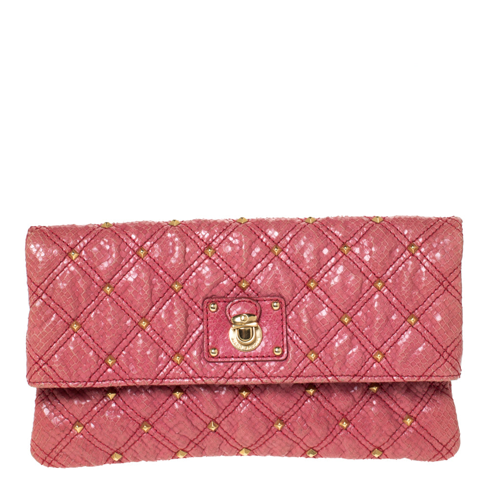 Marc Jacobs Pink Studded Leather Eugenie Clutch