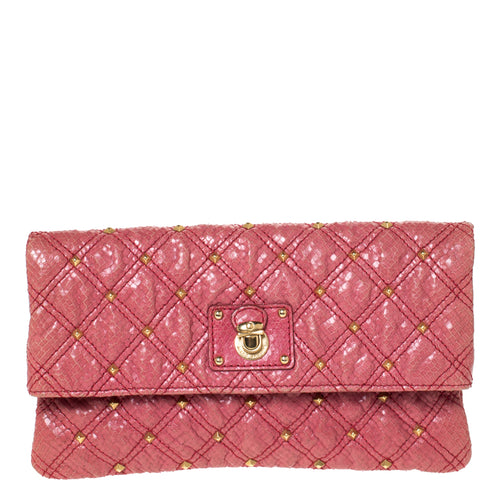 Pink Studded Leather Eugenie Clutch