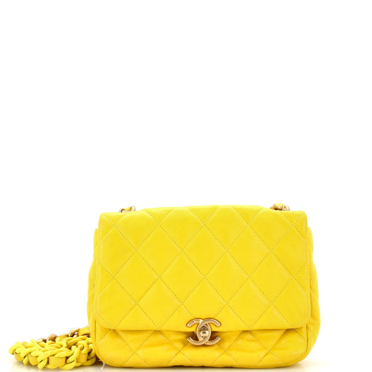 Chanel CHANEL Lacquered Metal CC Flap Bag Quilted Lambskin Small