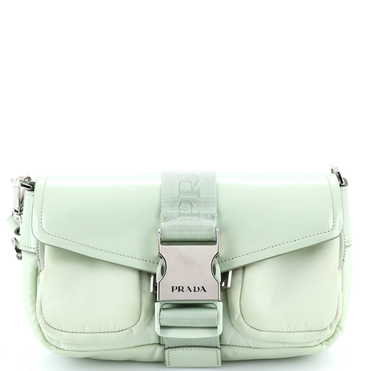 Prada PRADA Buckle Pocket Crossbody Bag Spazzolato Leather and Tessuto