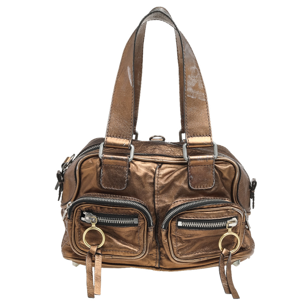 Chloe Metallic Brown Leather Medium Betty Satchel