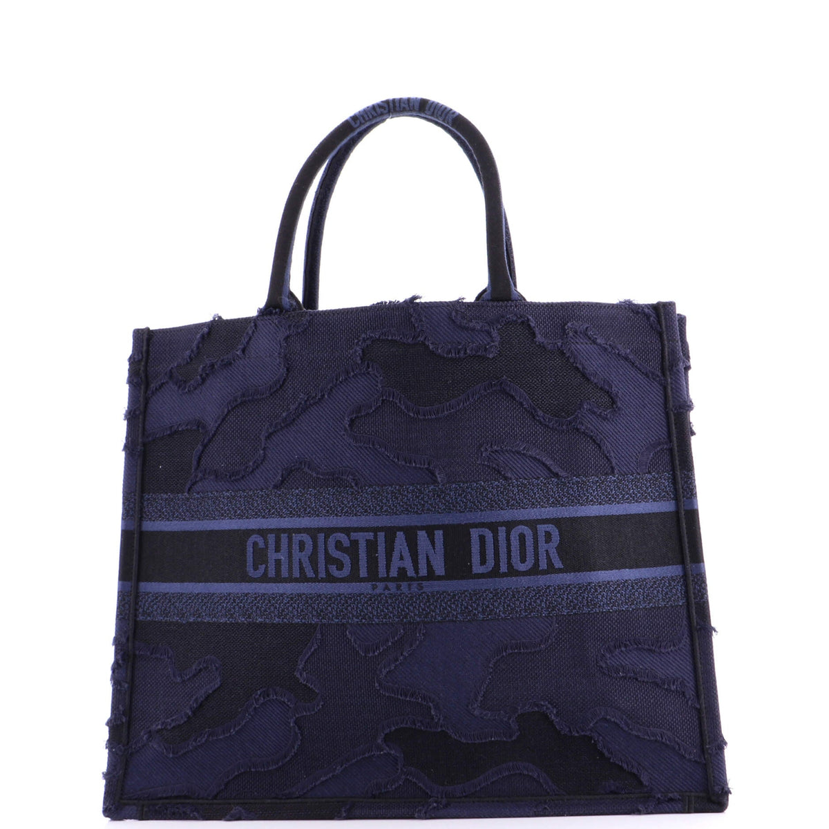Christian Dior Book Tote Camouflage Embroidered Canvas Large