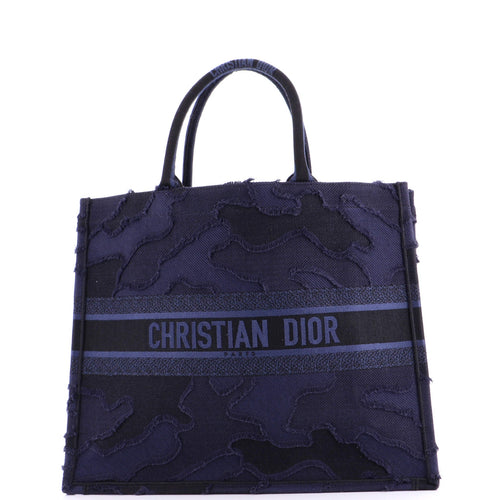 Book Tote Camouflage Embroidered Canvas Large