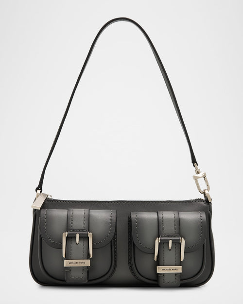 Zoe Small Burnished Leather Pochette Shoulder Bag