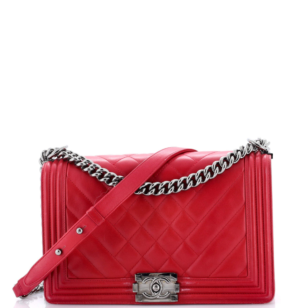 Chanel CHANEL Boy Flap Bag Mixed Quilted Chevron Calfskin Old Medium