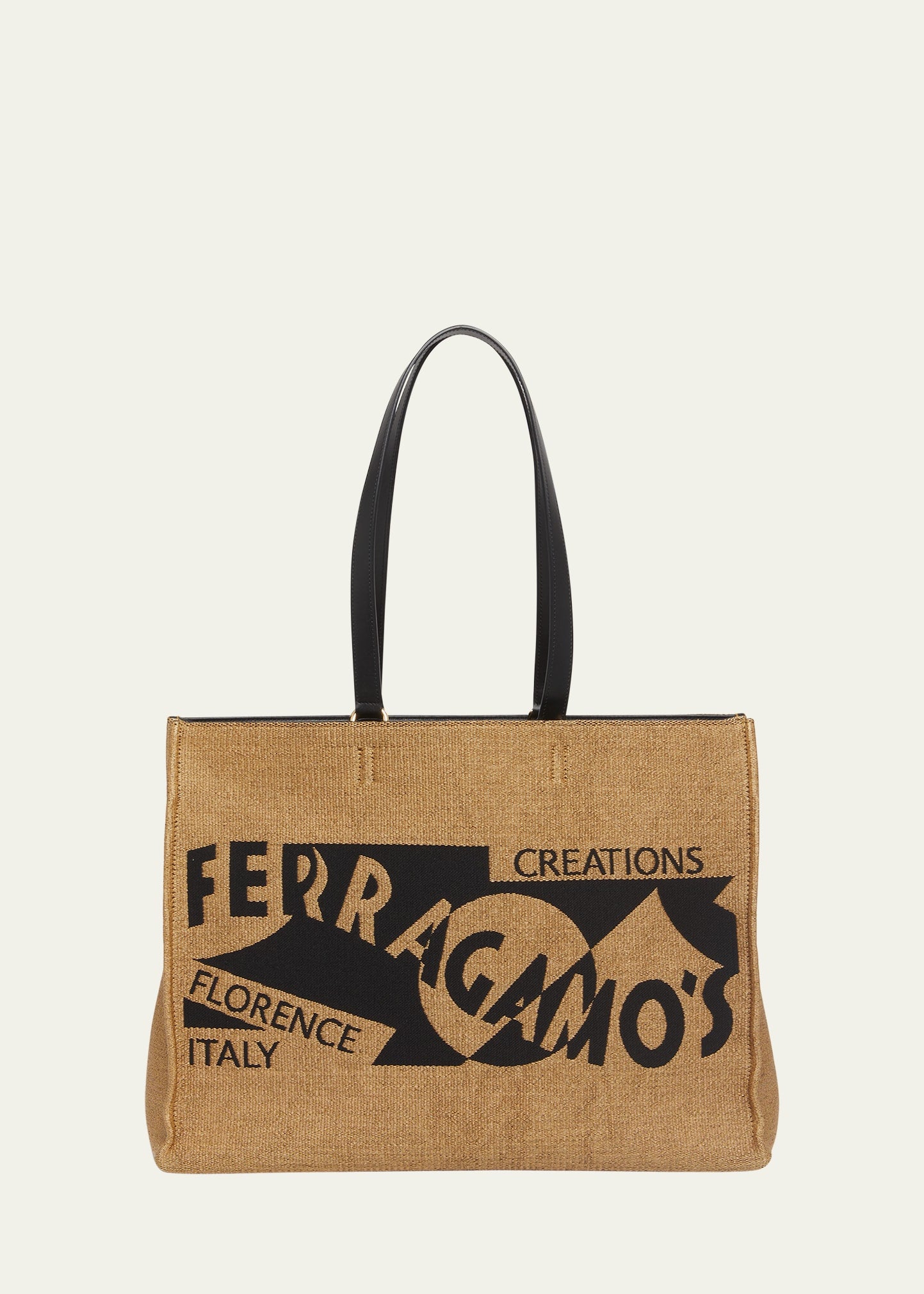 Ferragamo F Signature Raffia Tote Bag