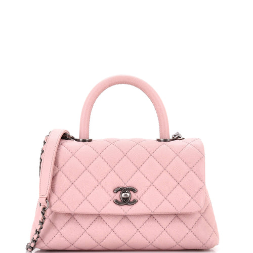 CHANEL Coco Top Handle Bag Quilted Caviar Mini