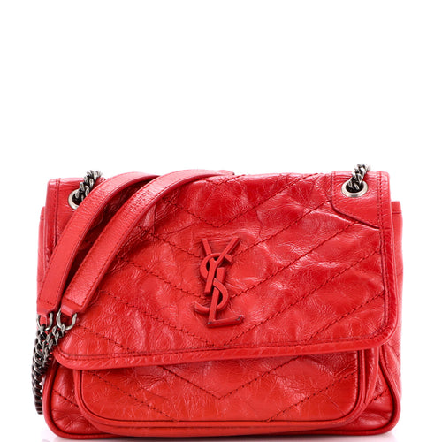 Niki Chain Flap Bag Matelasse Chevron Leather Baby