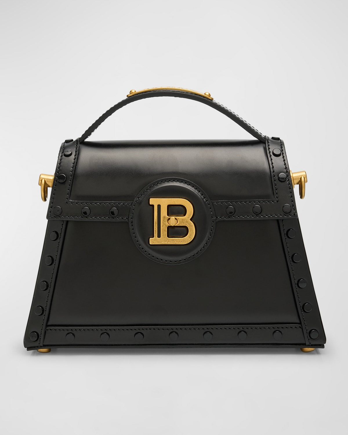 Balmain BBuzz Dynasty Top-Grifftasche aus glänzendem Leder