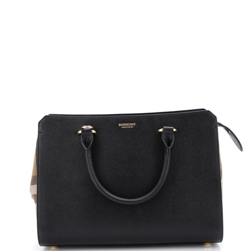 Banwell Tote Leather and House Check Canvas Small