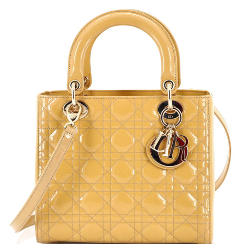 Lady Dior Bag Cannage Quilt Patent Medium