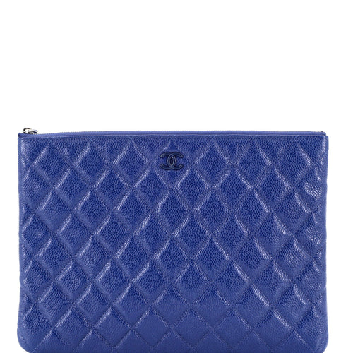 CHANEL O Case Clutch Quilted Caviar Medium