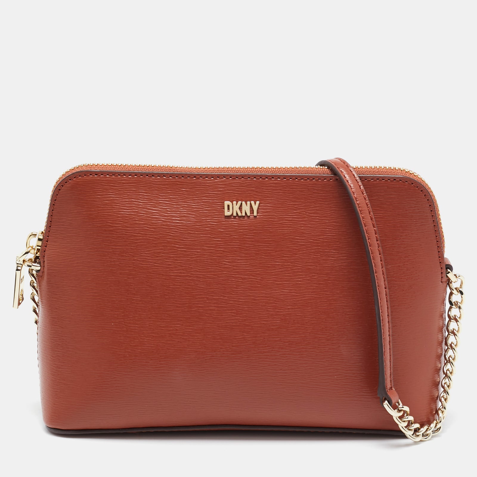 DKNY DKNY Brown Leather Dome Crossbody Bag