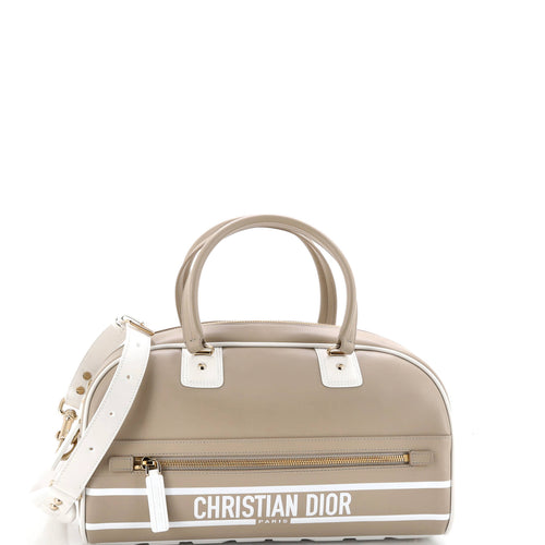 Vibe Front Zip Bowling Bag Cannage Calfskin Medium
