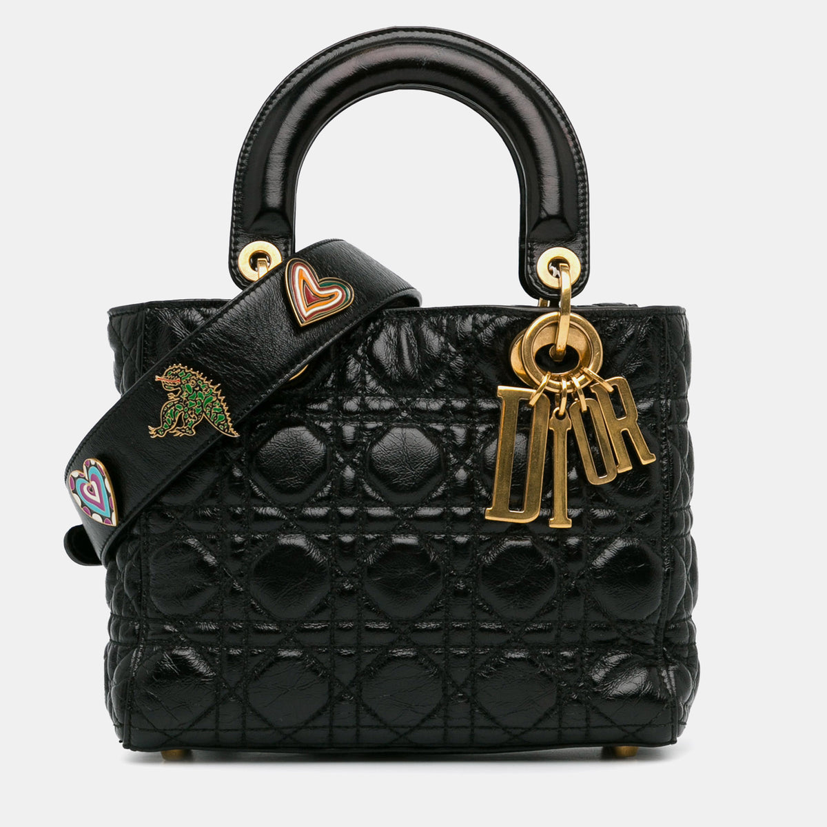 Dior Small Crinkled Patent Cannage Lucky Badges My Lady  Bag