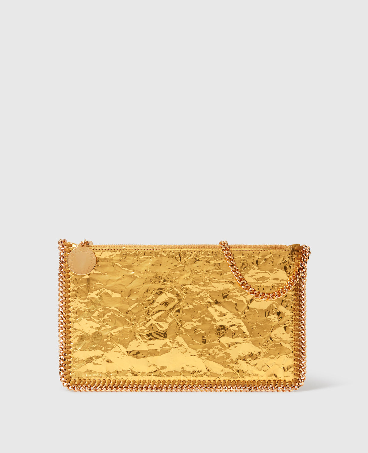 Stella McCartney Crinkled Metallic Falabella Wallet Crossbody Bag, Woman, Gold