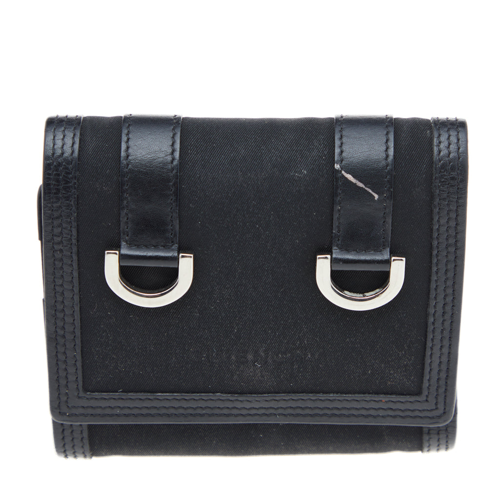 Givenchy Black Nylon and Leather Trifold Wallet