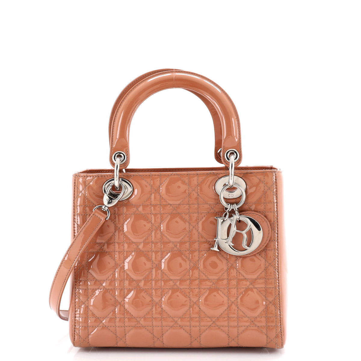 Christian Dior Lady Dior Bag Cannage Quilt Patent Medium