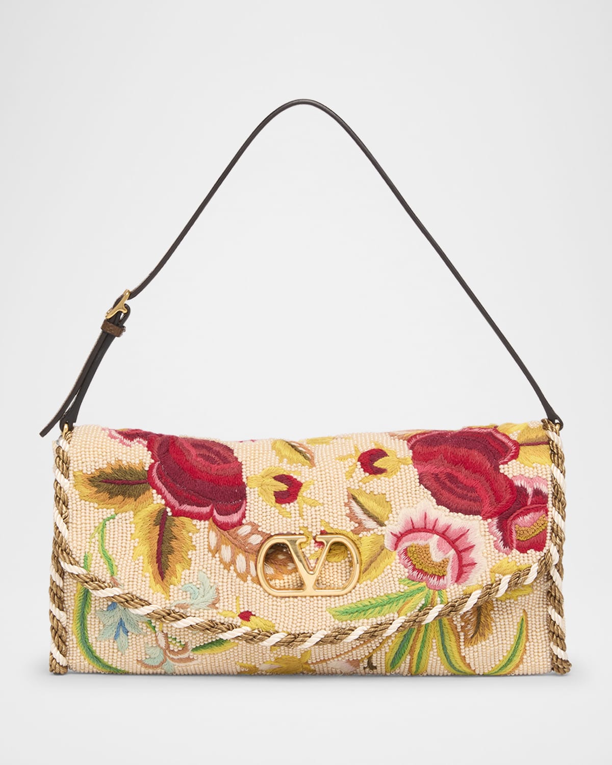Valentino Vain Floral Beaded Shoulder Bag