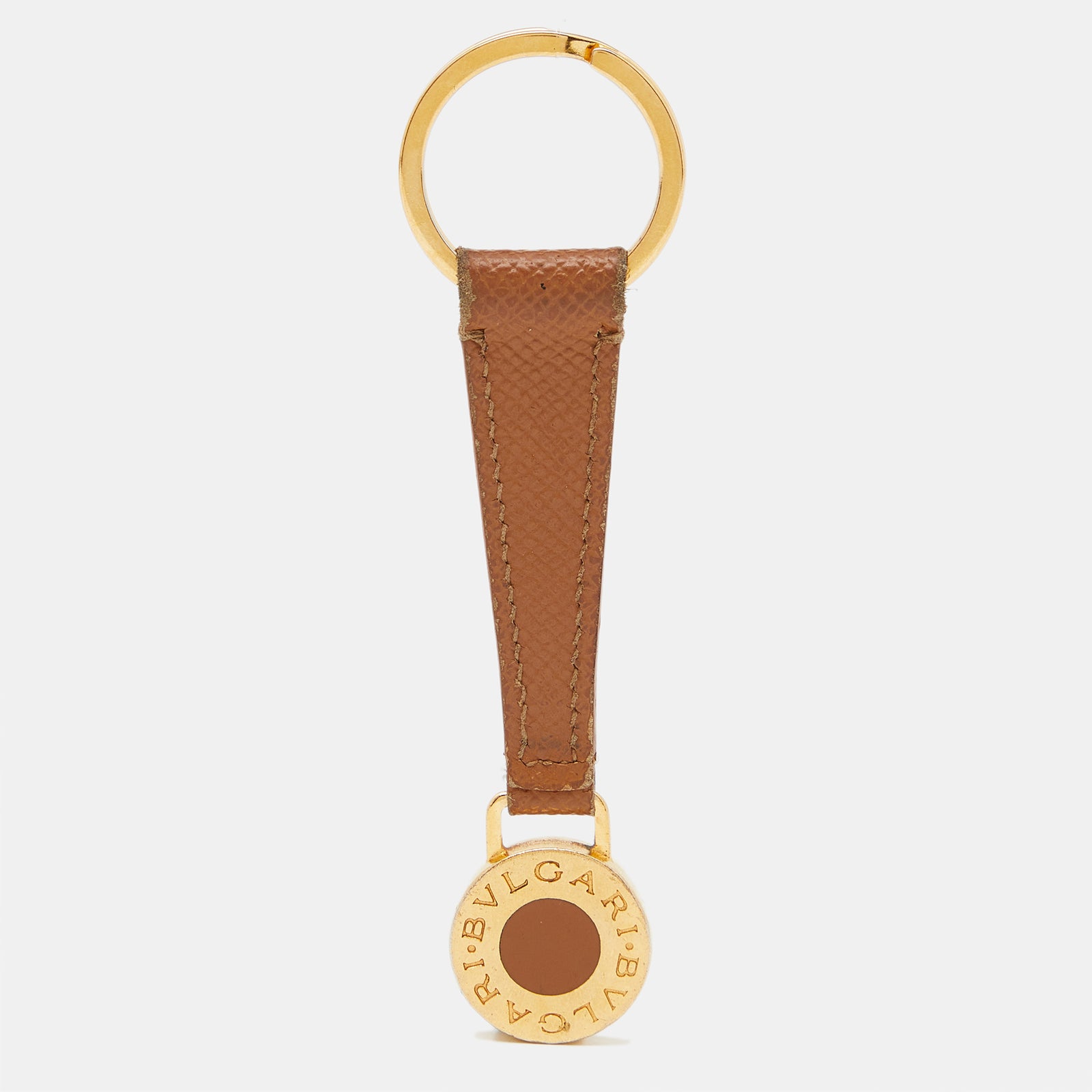 Bvlgari Beige Leather Key Ring