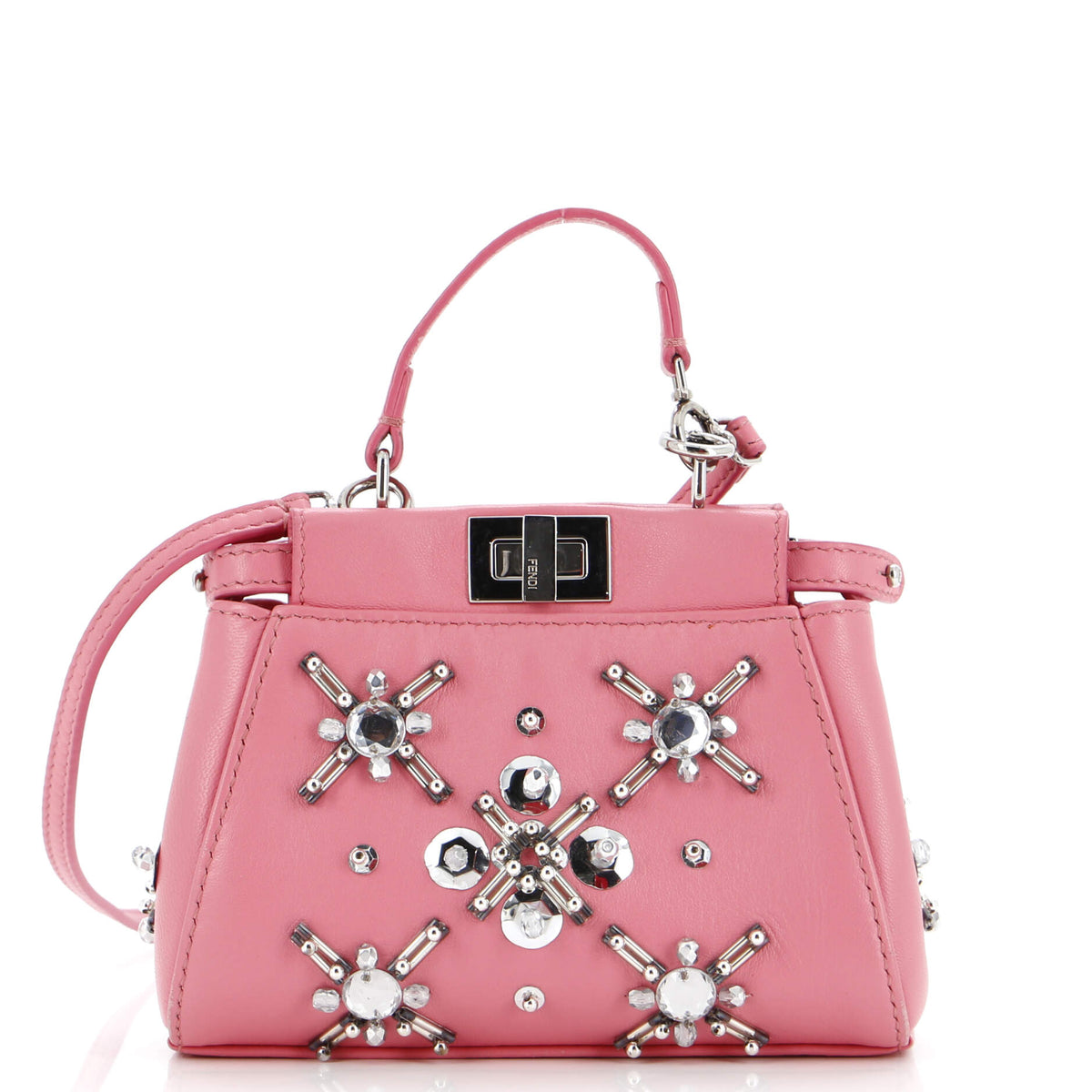 Fendi FENDI Peekaboo Bag Crystal Embellished Satin Micro