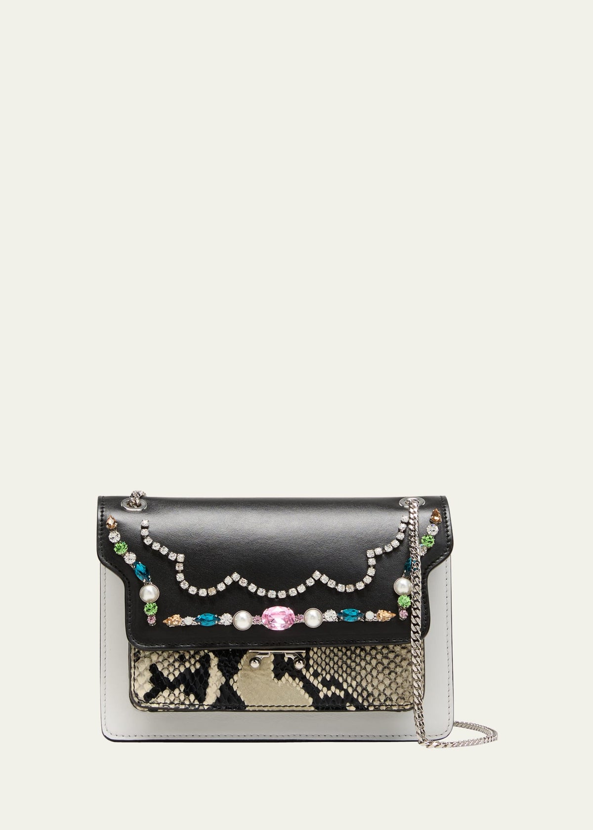 Marni Trunk Medium Rhinestone Calfskin Crossbody Bag