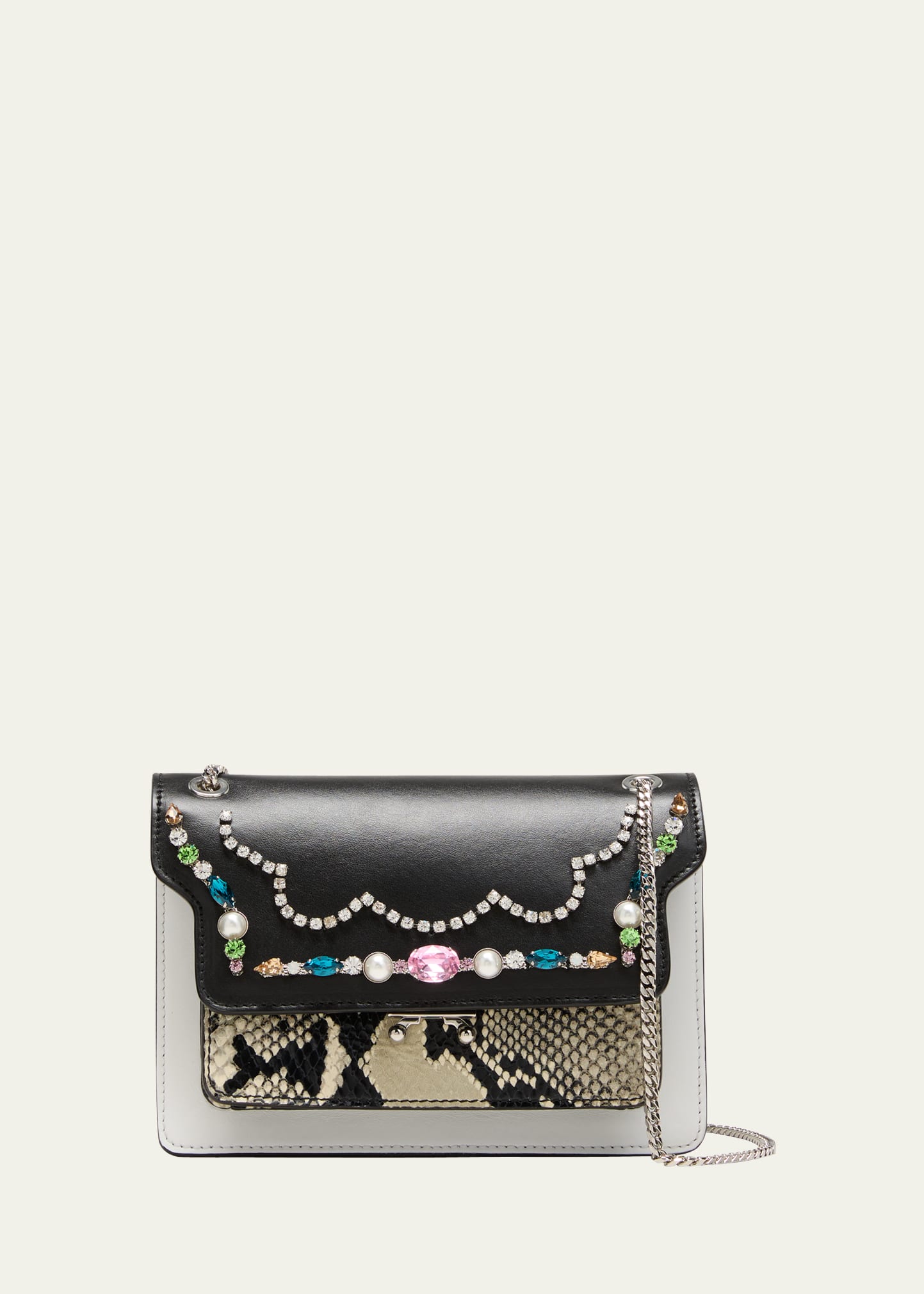 Marni Trunk Medium Rhinestone Calfskin Crossbody Bag